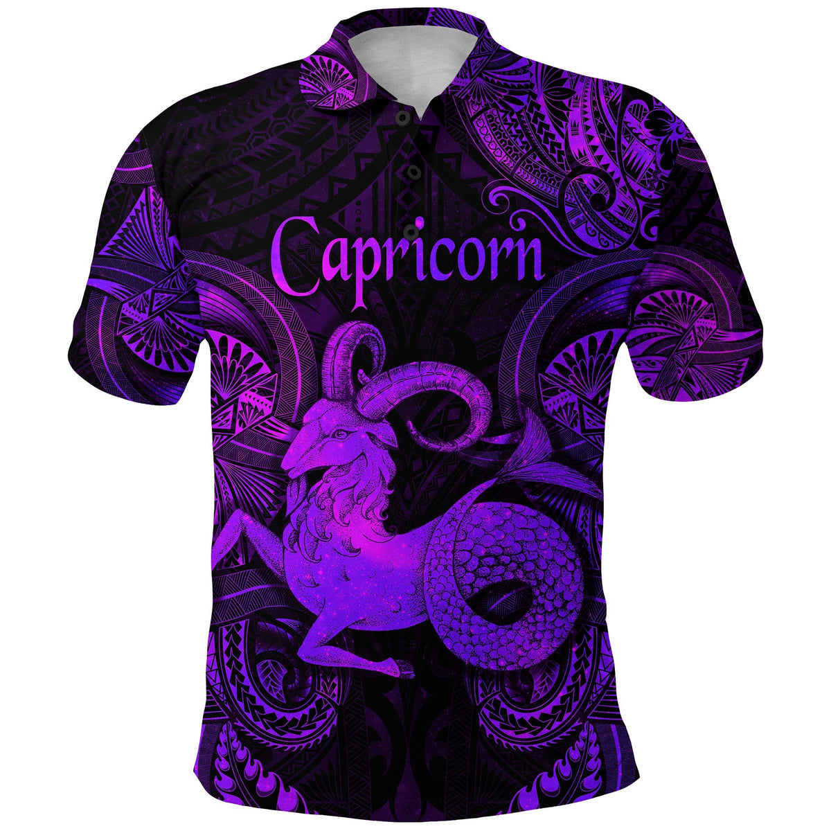 Custom Capricorn Zodiac Polynesian Polo Shirt Unique Style Purple LT8 - Wonder Print Shop