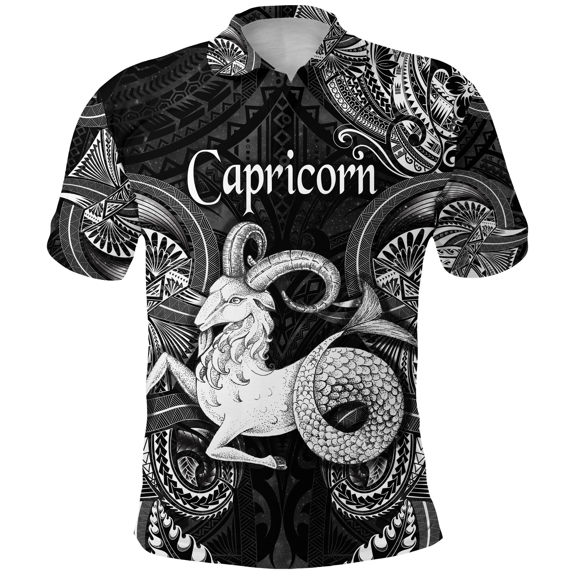 Custom Capricorn Zodiac Polynesian Polo Shirt Unique Style Black LT8 - Wonder Print Shop