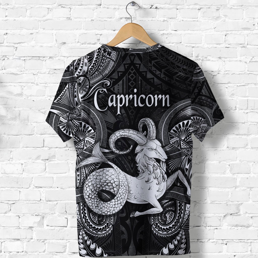 Capricorn Zodiac Polynesian T Shirt Unique Style Black LT8 - Wonder Print Shop