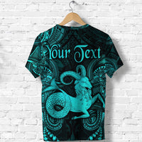 Custom Capricorn Zodiac Polynesian T Shirt Unique Style Turquoise LT8 - Wonder Print Shop