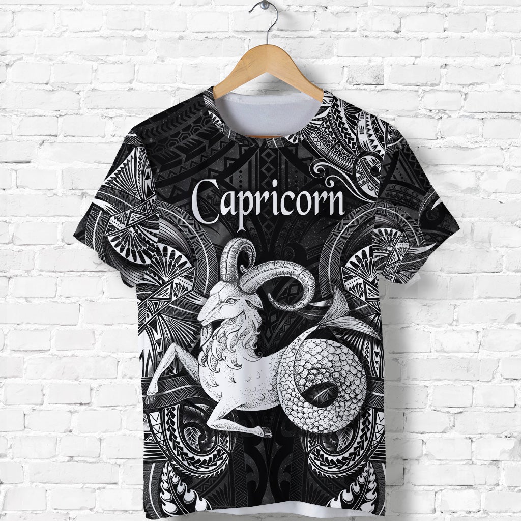 Capricorn Zodiac Polynesian T Shirt Unique Style Black LT8 - Wonder Print Shop