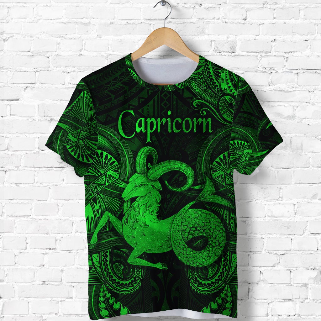 custom-personalised-capricorn-zodiac-polynesian-t-shirt-unique-style-green
