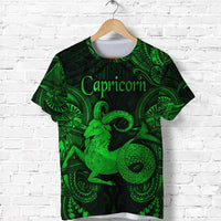 Custom Capricorn Zodiac Polynesian T Shirt Unique Style Green LT8 - Wonder Print Shop