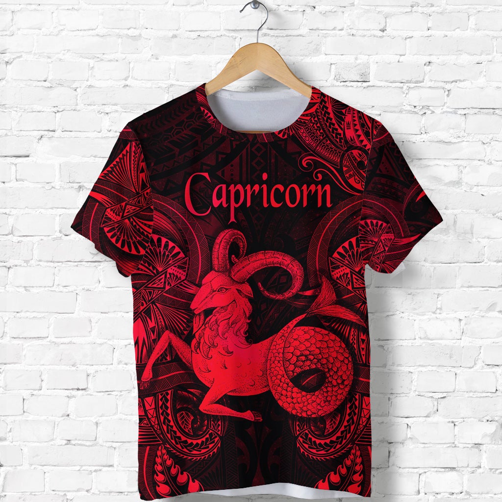 custom-personalised-capricorn-zodiac-polynesian-t-shirt-unique-style-red
