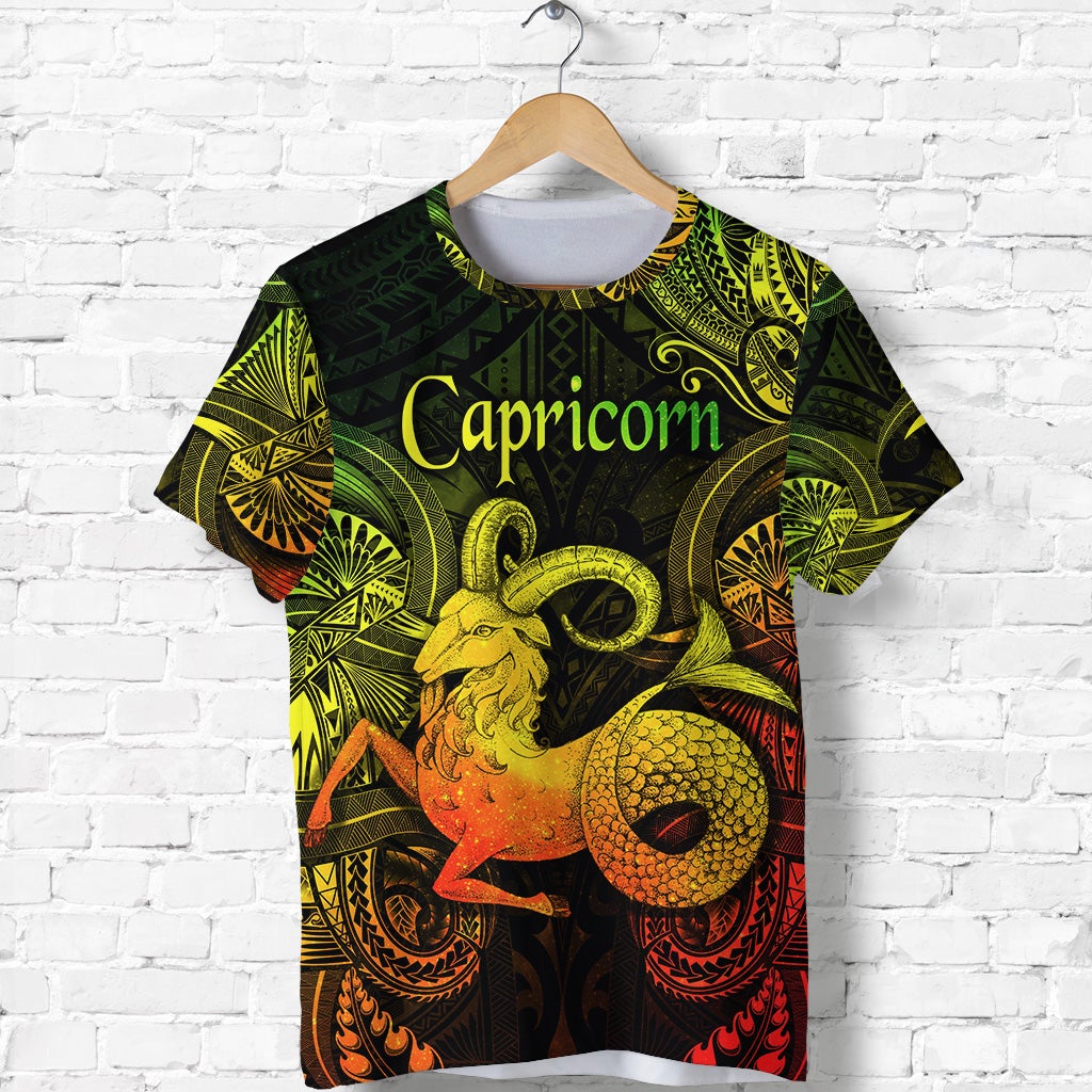 Custom Capricorn Zodiac Polynesian T Shirt Unique Style Reggae LT8 - Wonder Print Shop