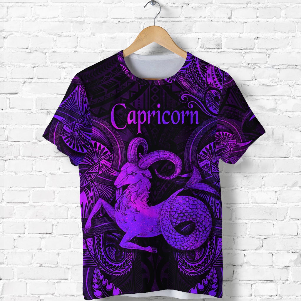 Capricorn Zodiac Polynesian T Shirt Unique Style Purple LT8 - Wonder Print Shop