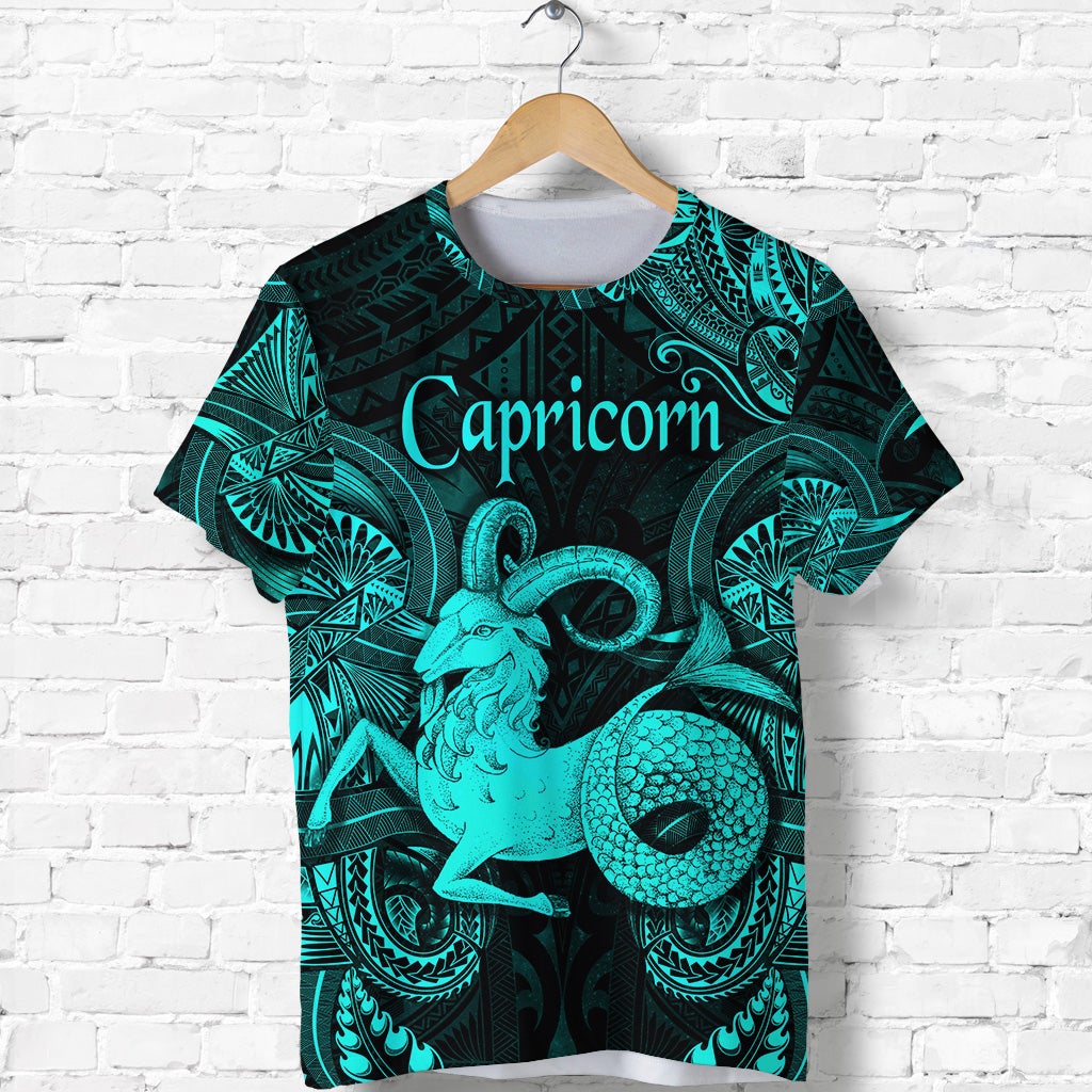 Capricorn Zodiac Polynesian T Shirt Unique Style Turquoise LT8 - Wonder Print Shop