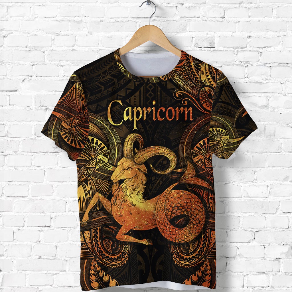 Capricorn Zodiac Polynesian T Shirt Unique Style Gold LT8 - Wonder Print Shop