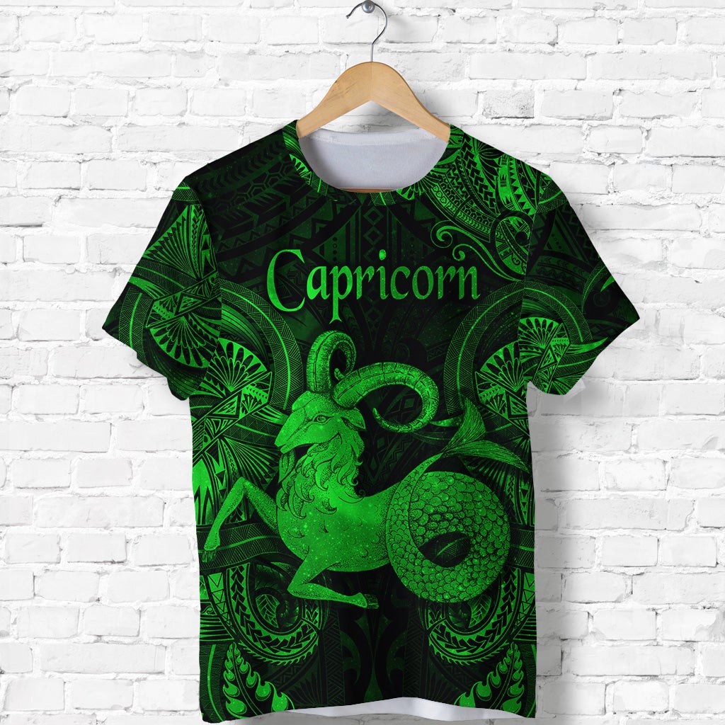 Capricorn Zodiac Polynesian T Shirt Unique Style Green LT8 - Wonder Print Shop