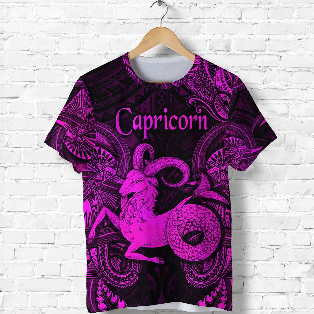 Capricorn Zodiac Polynesian T Shirt Unique Style Pink LT8 - Wonder Print Shop