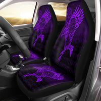 Viking Car Seat Covers Raven Vegvisir Tattoo Purple Version Car Seat Covers RLT12 - Wonder Print Shop