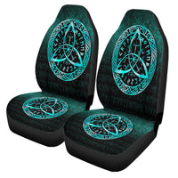 Viking Car Seat Covers Vegvisir Nordic Viking Rune Cyan Version Car Seat Covers RLT12 - Wonder Print Shop