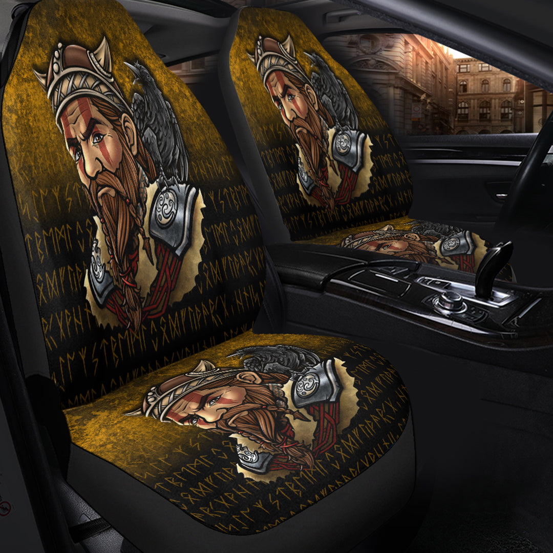 Viking Car Seat Covers Viking Warrior Odin Valhalla Raven Car Seat Covers RLT12 - Wonder Print Shop