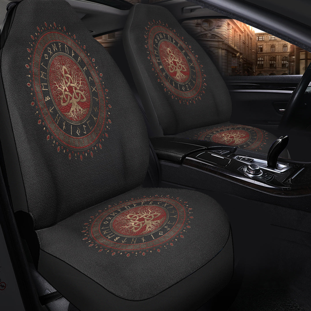 Viking Car Seat Covers Tree Of Life with Triquetra Car Seat Covers RLT12 - Wonder Print Shop