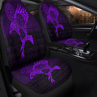 Viking Car Seat Covers Raven Vegvisir Tattoo Purple Version Car Seat Covers RLT12 - Wonder Print Shop