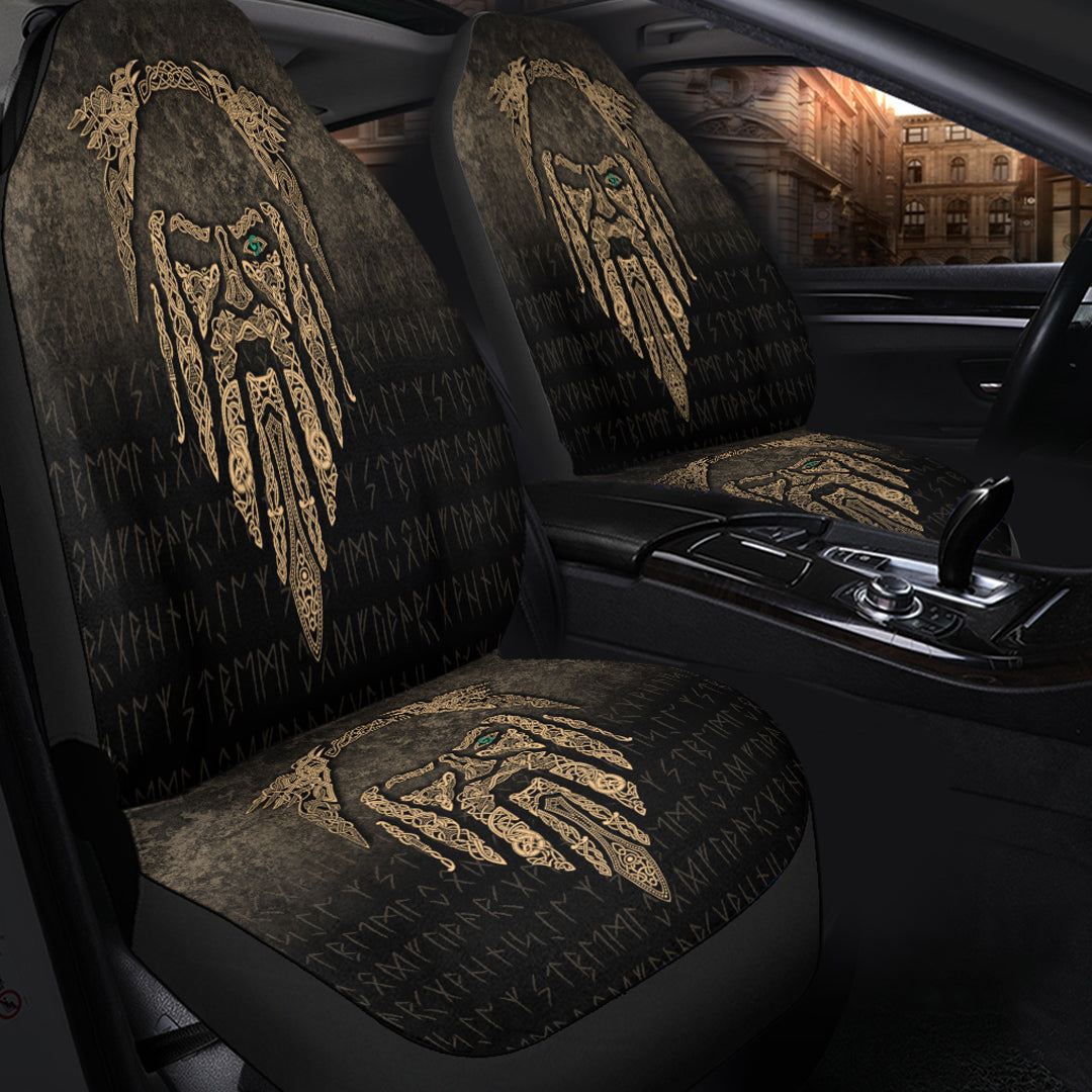 Viking Car Seat Covers Eye of Odin Gold Version Car Seat Covers RLT12 - Wonder Print Shop