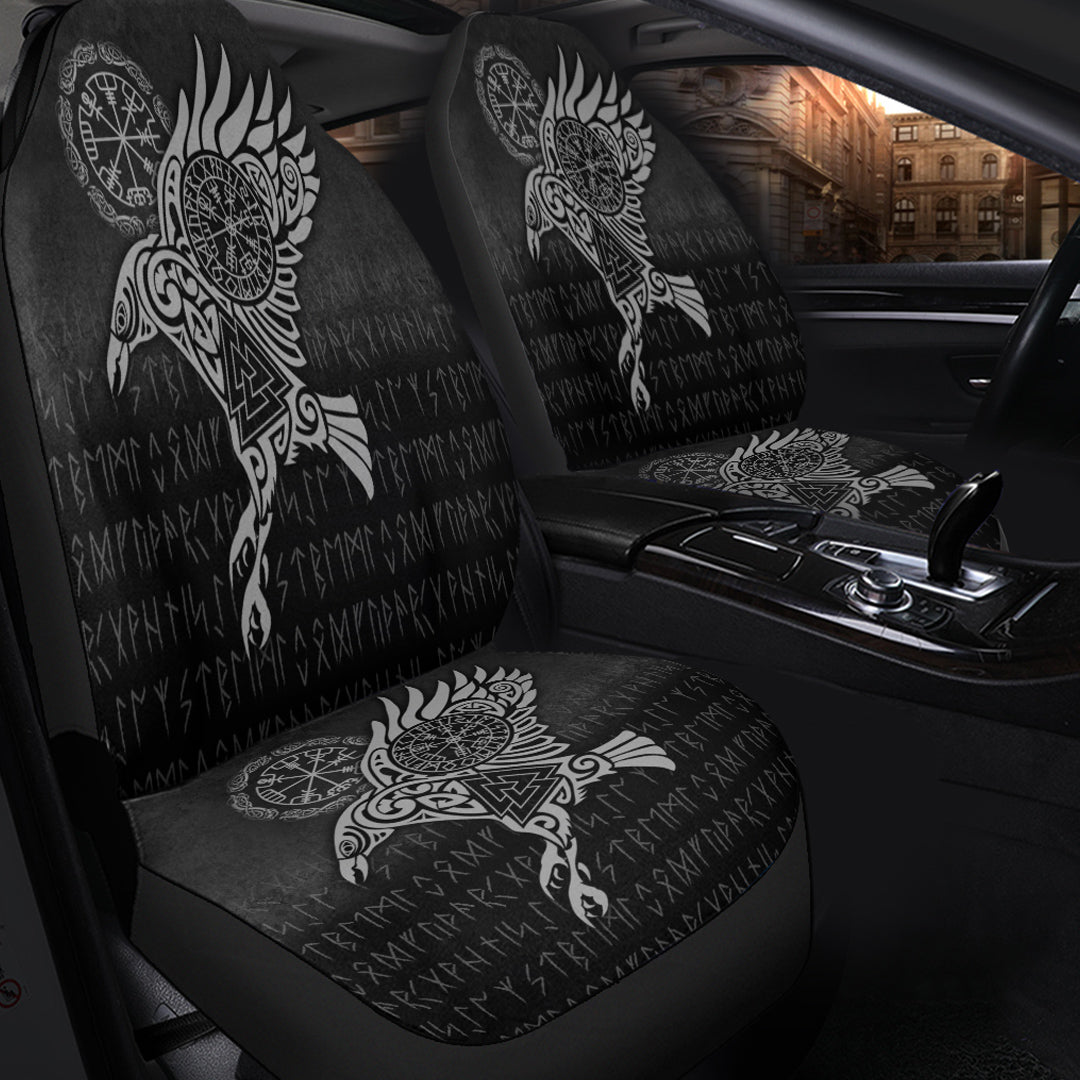 Viking Car Seat Covers Raven Vegvisir Tattoo Special Version Car Seat Covers RLT12 - Wonder Print Shop