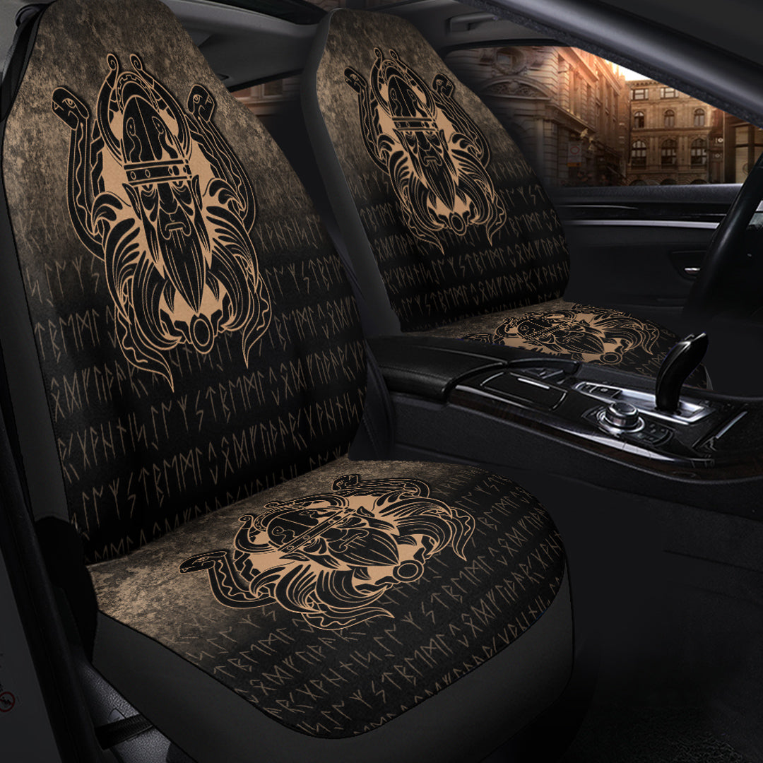 Viking Car Seat Covers Nordic Warrior Valhalla Norse Gold Version Car Seat Covers RLT12 - Wonder Print Shop