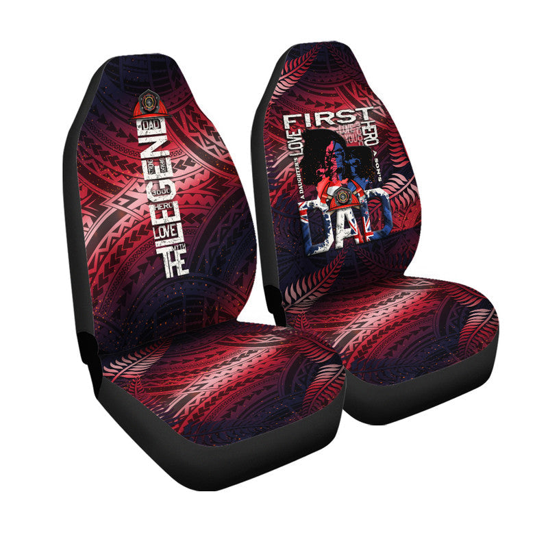 Fathers Day - New Zealand Firefighter Dad Car Seat Cover - Maori Pattern LT9 - Wonder Print Shop