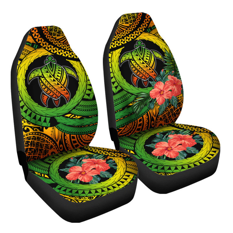 Polynesian Turtle Car Seat Cover Circle Turtle Hibiscus Reggae LT9 - Wonder Print Shop