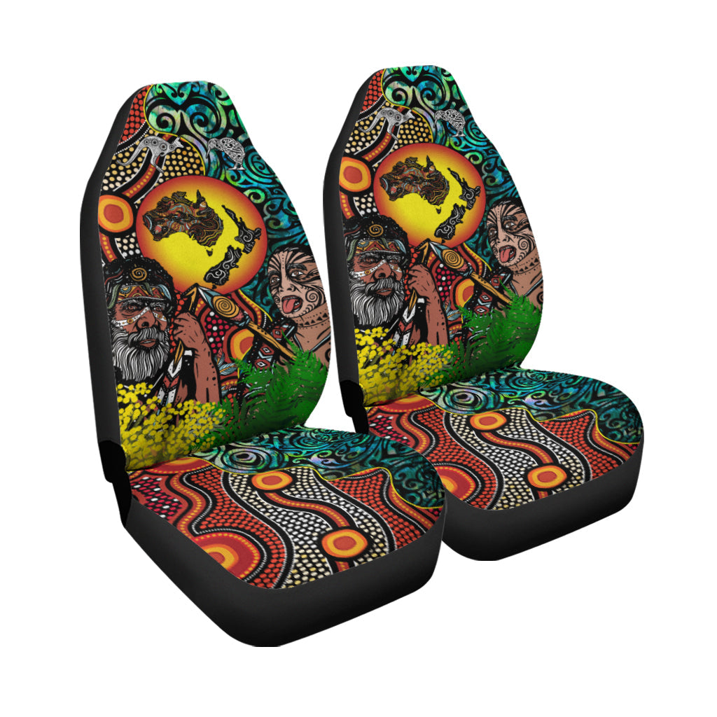 Australia Aboriginal Kangaroo Combine New Zealand Maori Kiwi Bird Car Seat Covers LT2 - Wonder Print Shop