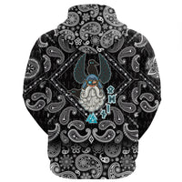 Viking Hoodie Cartoon Of The Norse God Odin with Bandana Paisley Style RLT12 - Wonder Print Shop