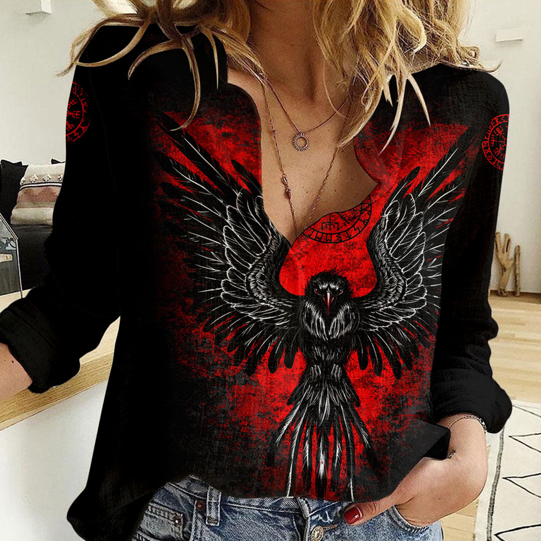 Viking Viking Raven Vegvisir Women Casual Shirt RLT12 - Wonder Print Shop