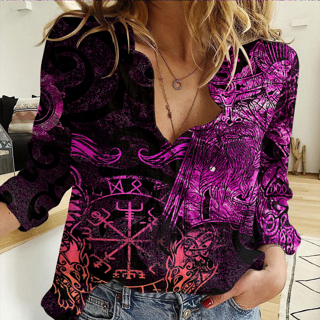 Viking Clothing Viking Odin Tattoo Pink Version Casual Shirt RLT12 - Wonder Print Shop