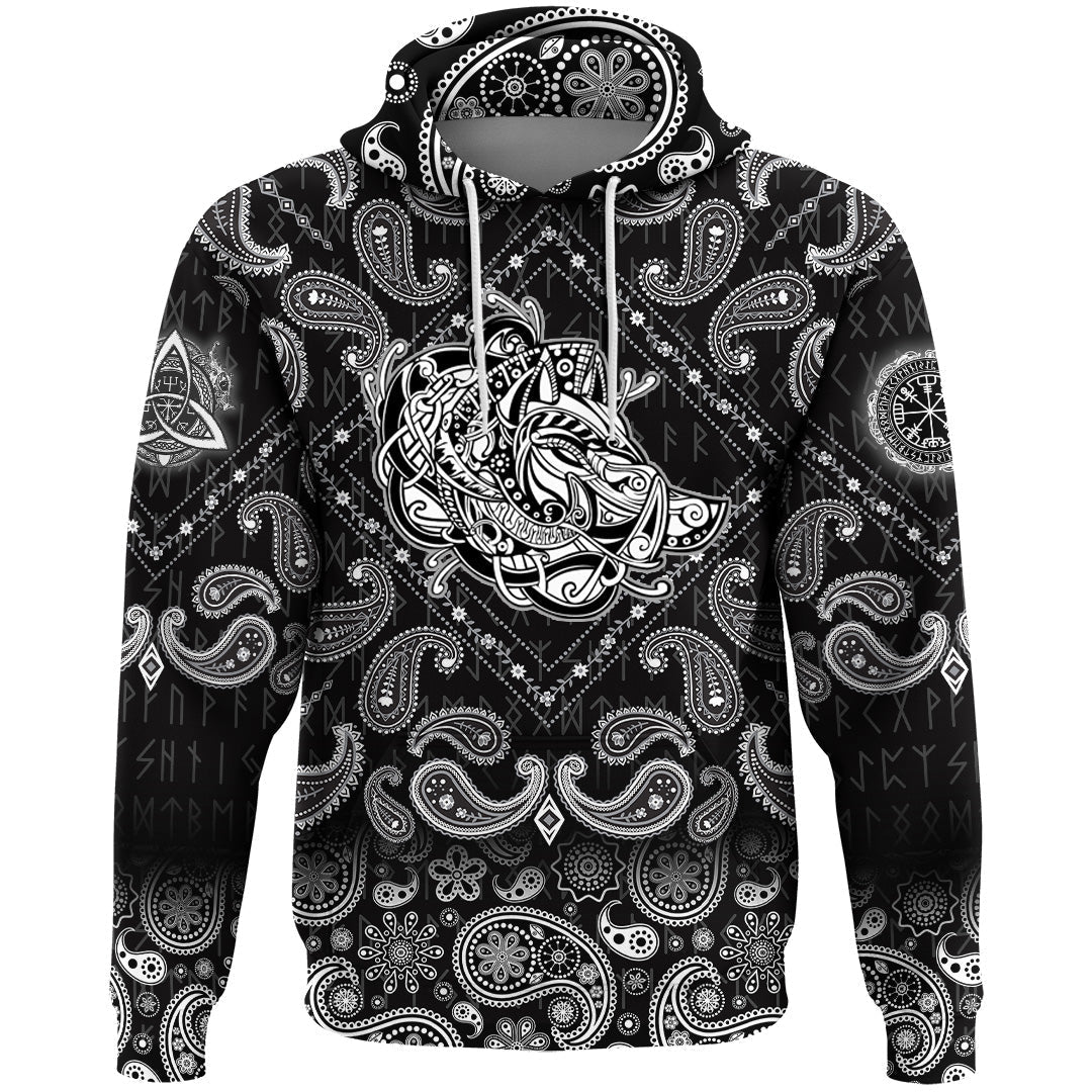 Viking Hoodie Celtic Boar with Bandana Paisley Style RLT12 - Wonder Print Shop