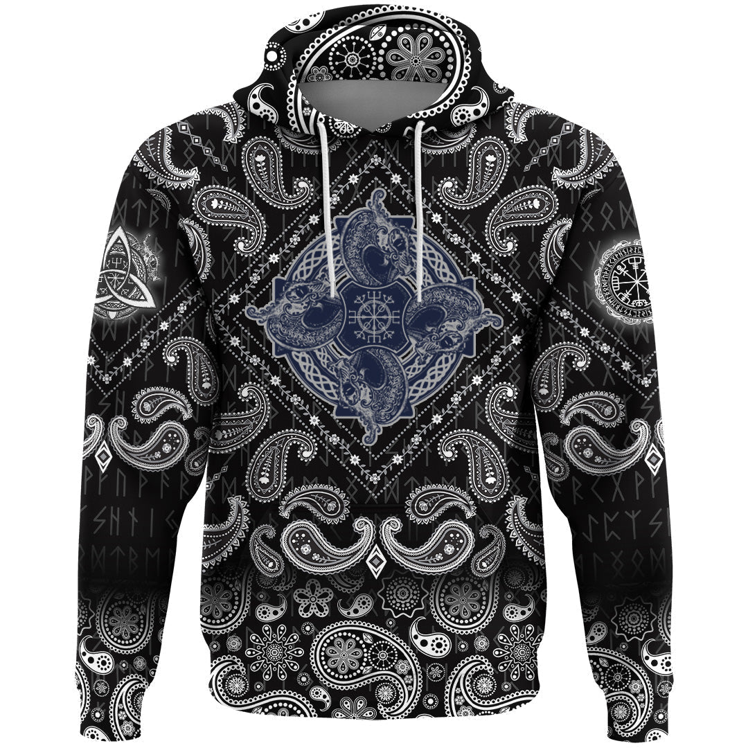 Viking Hoodie Celtic Dragons Symbol Of The Viking Tattoo with Bandana Paisley Style RLT12 - Wonder Print Shop