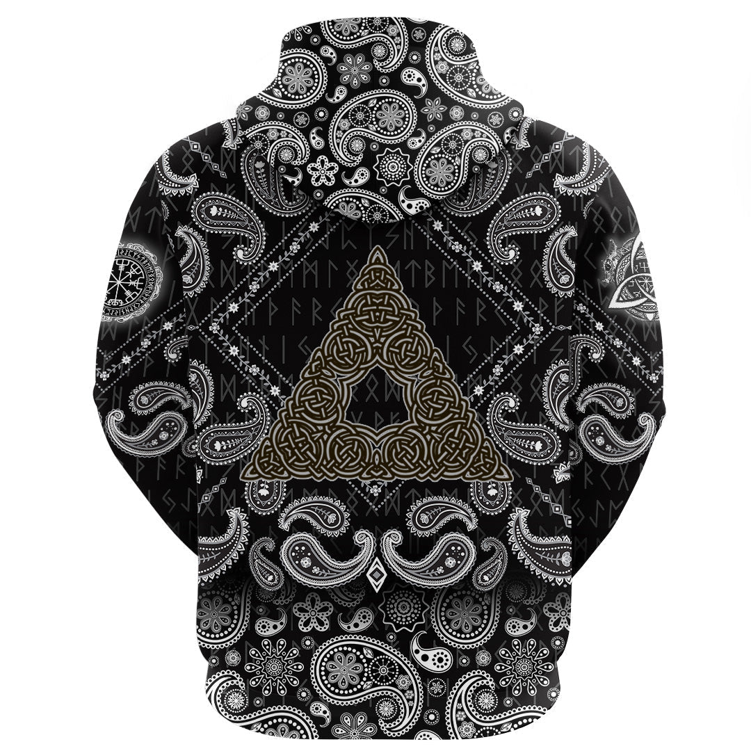 Viking Hoodie Celtic Knot Triangle with Bandana Paisley Style RLT12 - Wonder Print Shop
