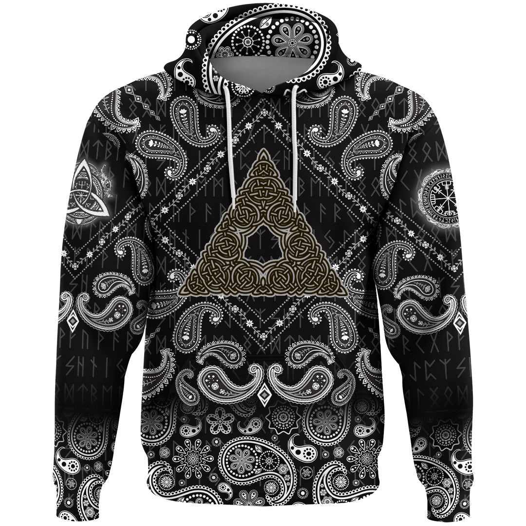 Viking Hoodie Celtic Knot Triangle with Bandana Paisley Style RLT12 - Wonder Print Shop