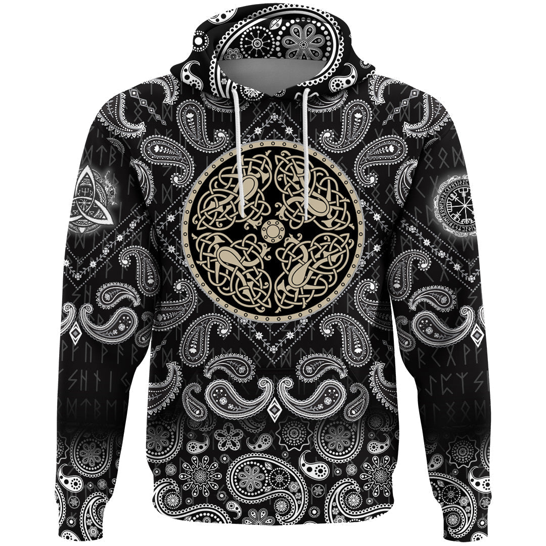 Viking Hoodie Celtic Knot with Bandana Paisley Style RLT12 - Wonder Print Shop