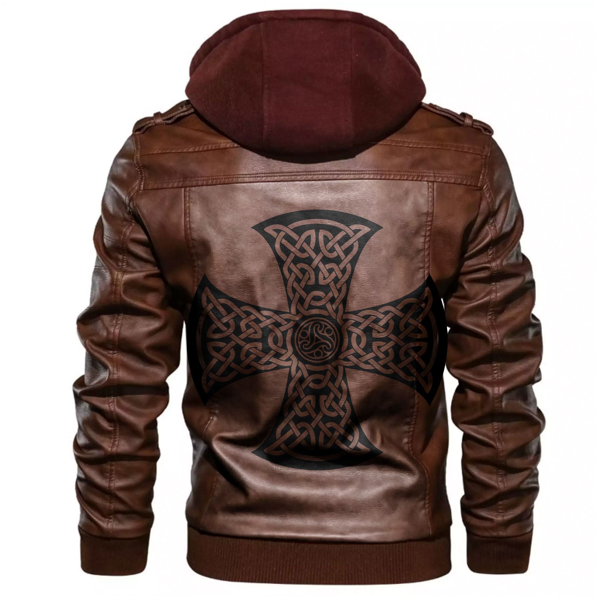 Viking Celtic National Ornament In The Shape Of A Cross Leather Jacket RLT12 - Wonder Print Shop