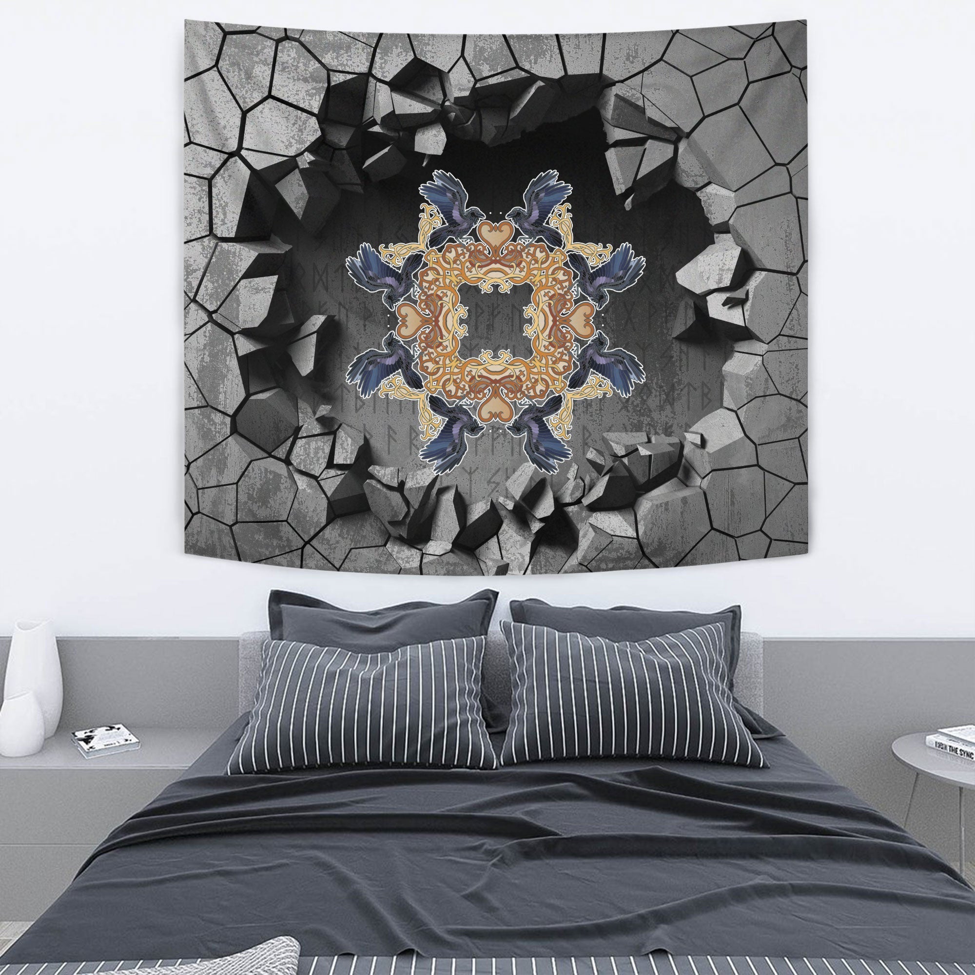 Viking Tapestry - Celtic Raven Ornament Frame Colorful Tapestry RLT12 - Wonder Print Shop