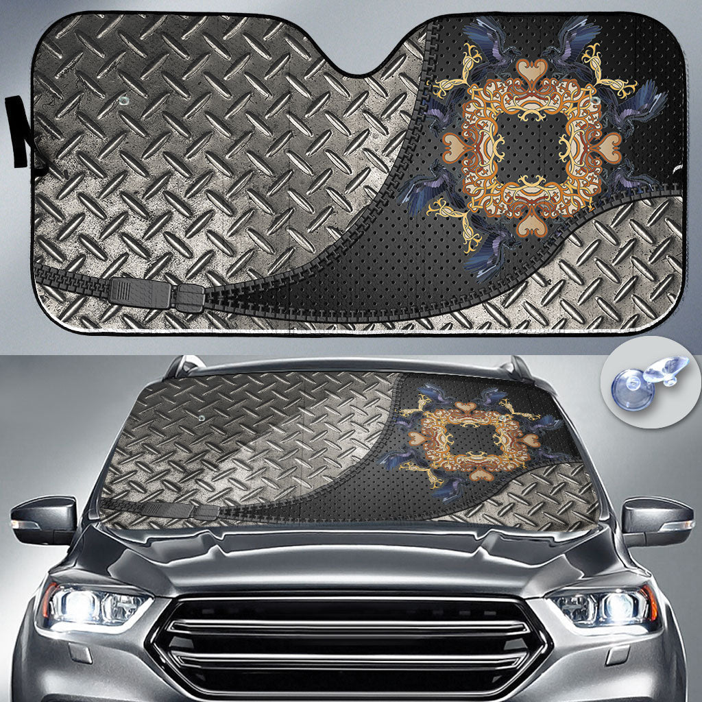 viking-auto-sun-shades-celtic-raven-ornament-frame-colorful-auto-sun-shades
