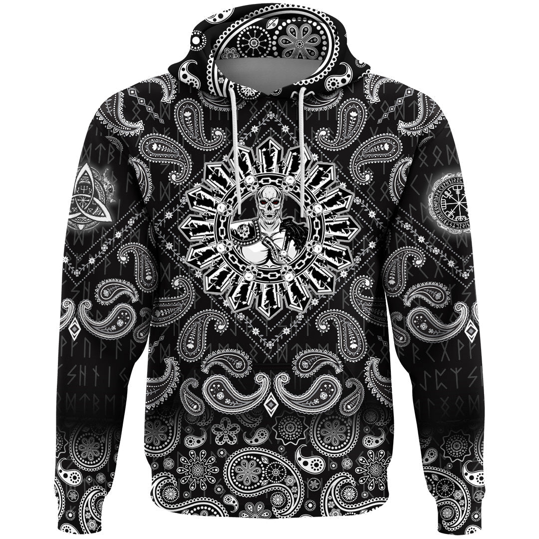 Viking Hoodie Celtic Skull Warrior Dead Hero with Bandana Paisley Style RLT12 - Wonder Print Shop