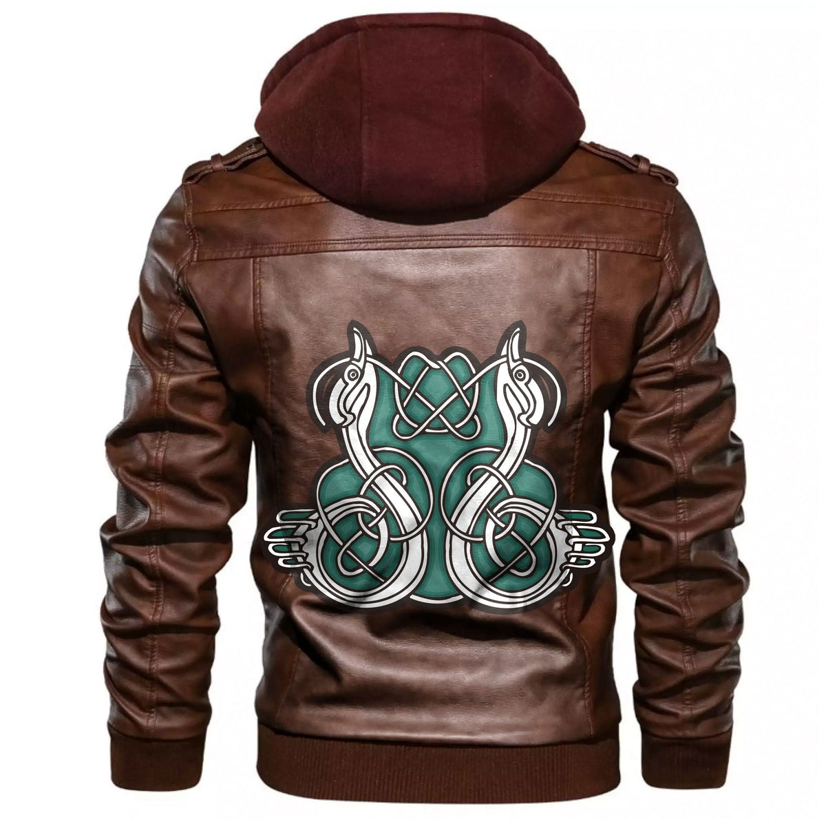 Viking Celtic Symbols Of Dogs Leather Jacket RLT12 - Wonder Print Shop