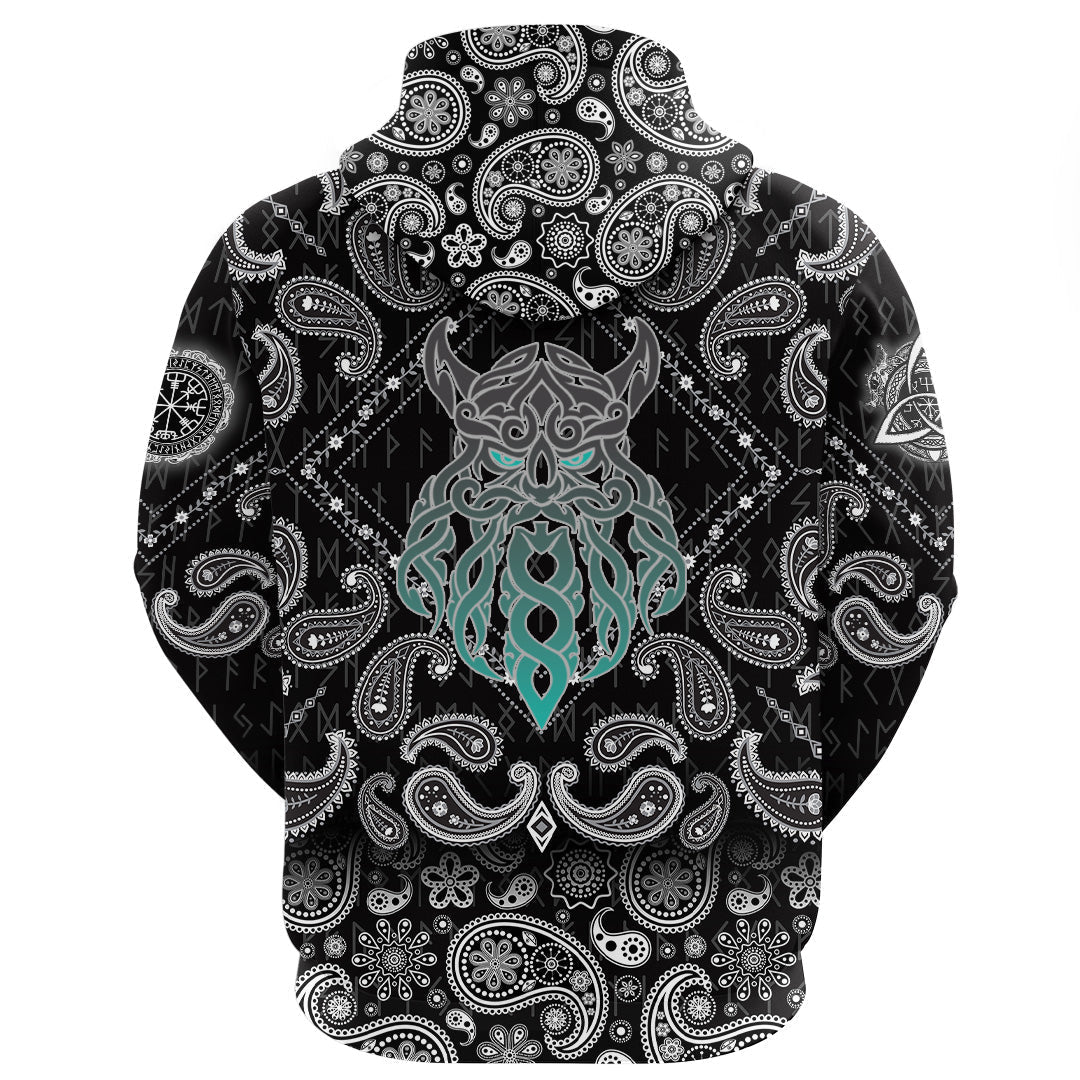 Viking Hoodie Celtic Tangle Face with Bandana Paisley Style RLT12 - Wonder Print Shop