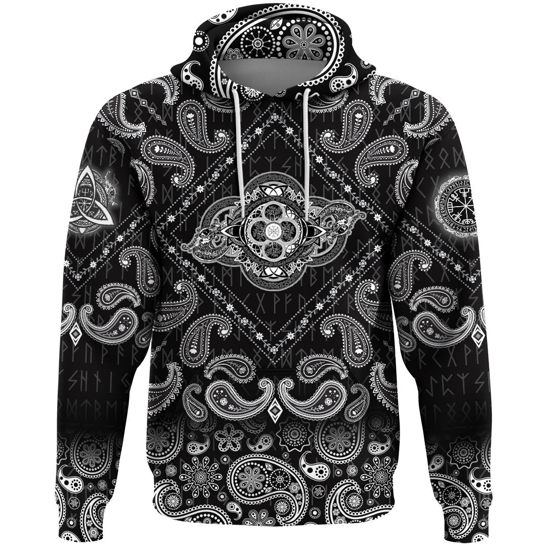Viking Hoodie Celtic Tattoo and Mystic Tribal Symbol with Bandana Paisley Style RLT12 - Wonder Print Shop