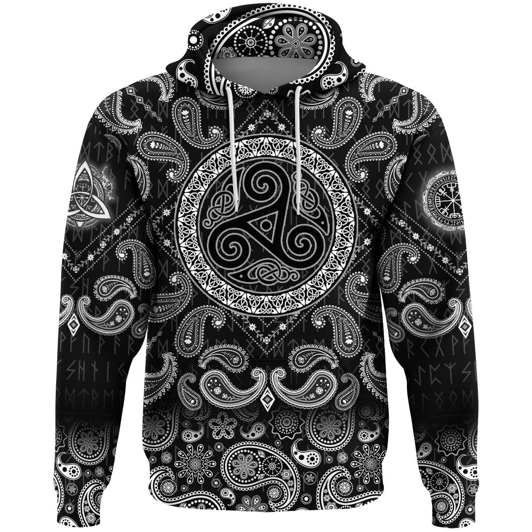 Viking Hoodie Celtic The Triskele with Bandana Paisley Style RLT12 - Wonder Print Shop