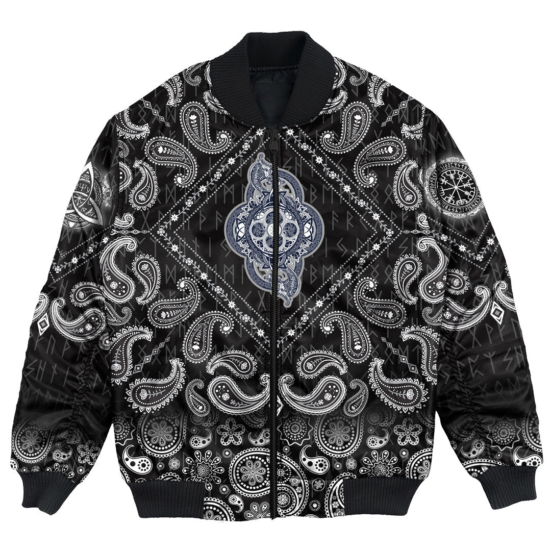 Viking Bomber Jacket Celtic Tree Of Life Tattoo with Bandana Paisley Style RLT12 - Wonder Print Shop