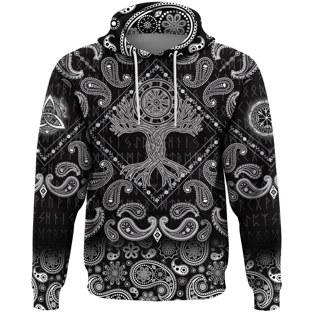 Viking Hoodie Celtic Tree Of Life Vegvisir with Bandana Paisley Style RLT12 - Wonder Print Shop