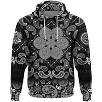 Viking Hoodie Celtic Wolf Ornament Black and White with Bandana Paisley Style RLT12 - Wonder Print Shop