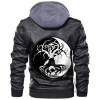 Viking Celtic Symbol Of Yin and Yang Druidic Yggdrasil Tree Leather Jacket RLT12 - Wonder Print Shop