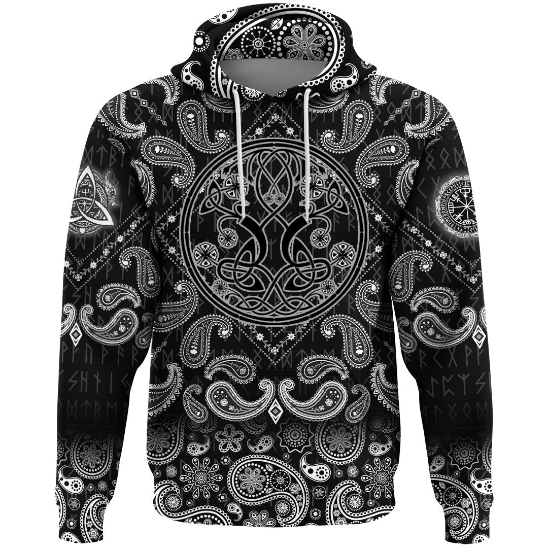 Viking Hoodie Celts Culture with Bandana Paisley Style RLT12 - Wonder Print Shop