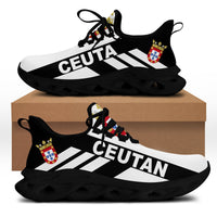 Clunky sneakers with CEUTA stripe graphic, black upper and black thick sole
