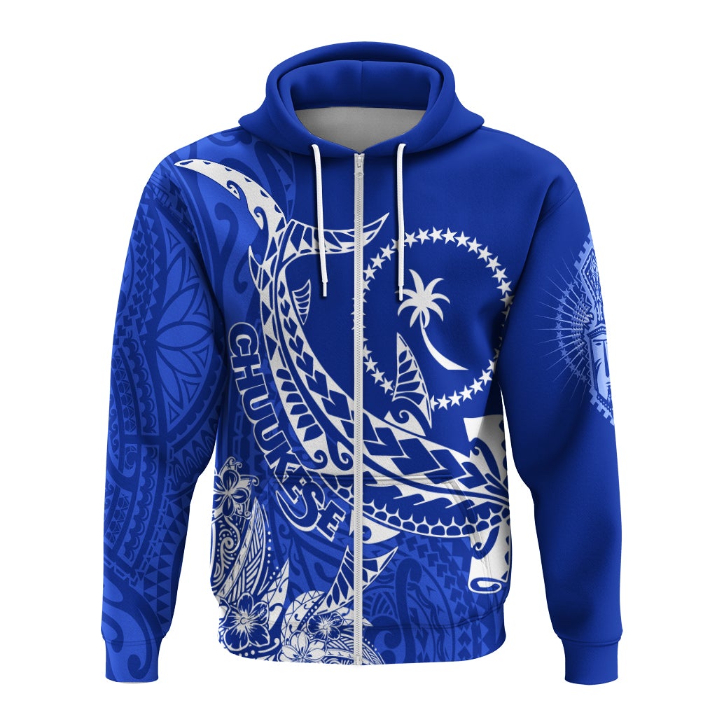 Custom FSM Chuuk Zip Up Hoodie Hammerhead Shark Proud Chuukese - Wonder Print Shop