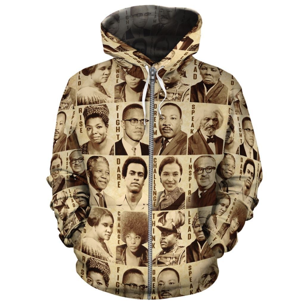 African Hoodie Civil Rights Leaders 3 Zip Hoodie - Wonder Print Shop