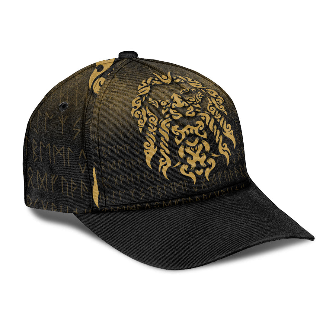 viking-classic-cap-viking-god-odin-allfather-in-asgard-raven-god-gold-version-classic-cap